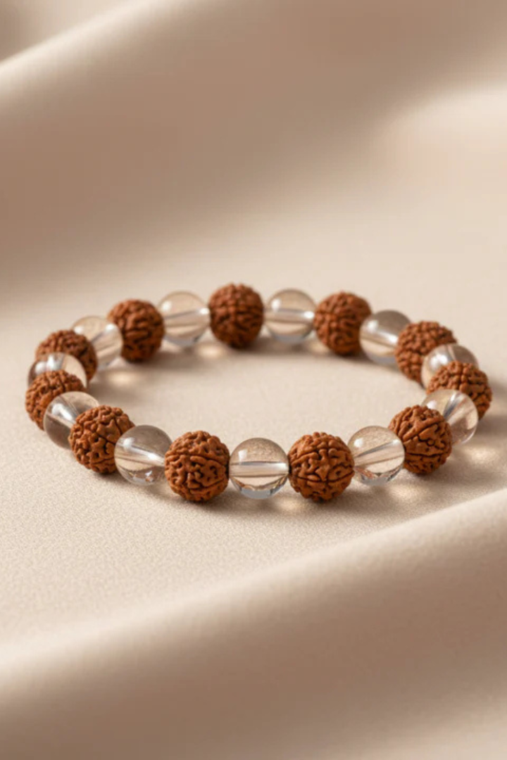 Rudraksha and Crystal Bracelet for Men and Women