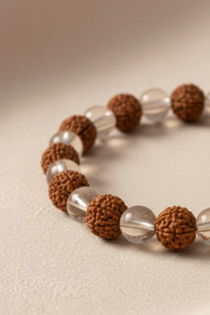 Rudraksha and Crystal Bracelet for Men and Women