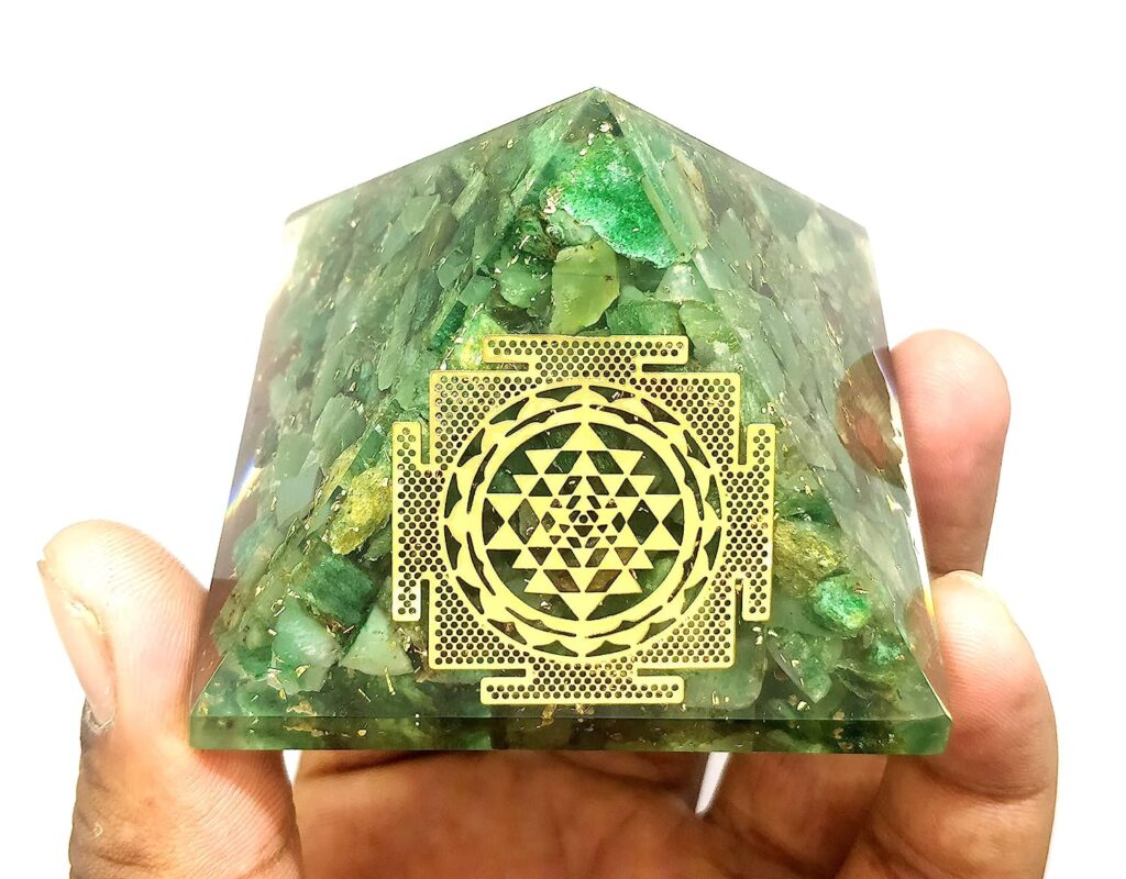 Green Mica Shree Yantra Plate Vastu Correction Orgone Pyramid