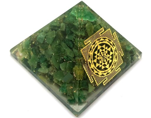 Green Mica Shree Yantra Plate Vastu Correction Orgone Pyramid