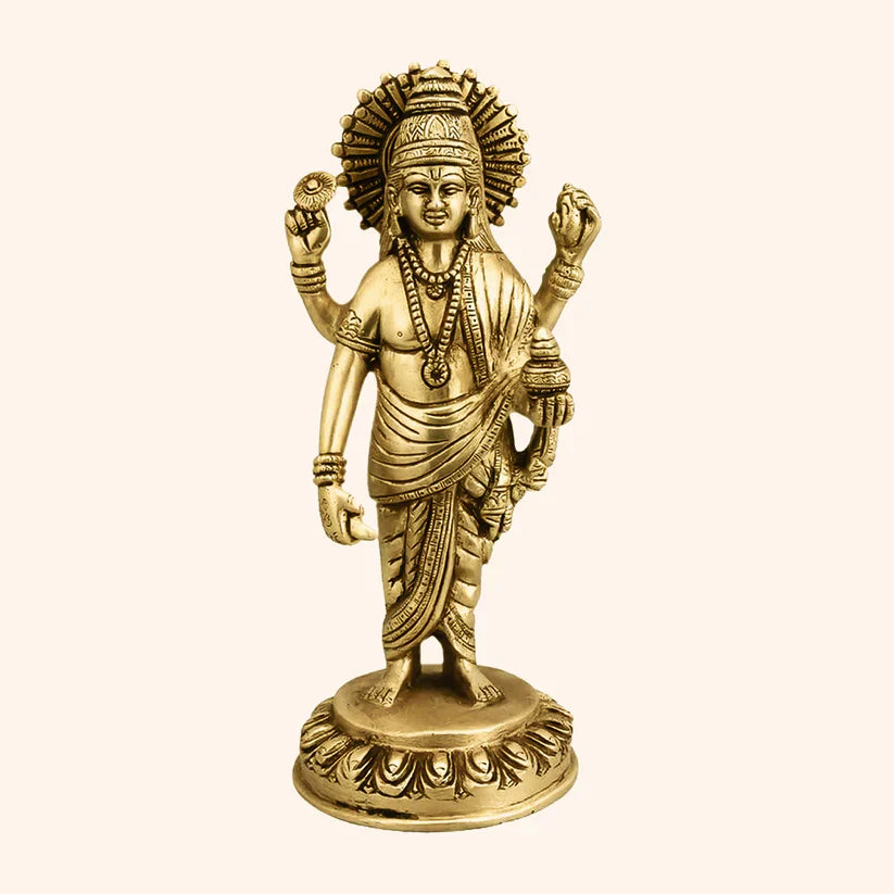 Brass Lord Dhanvantari Statue for Vastu Remedies for Home