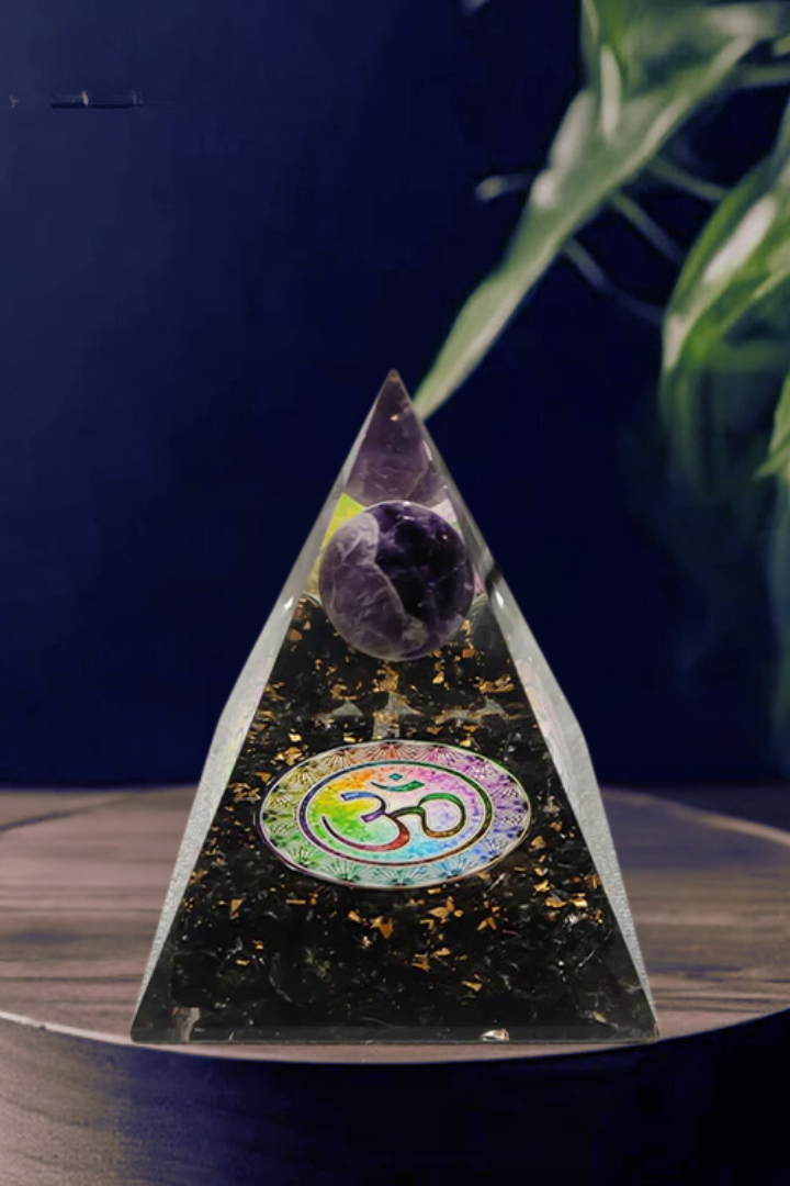 Turquoise Ball Crystal Pyramid 3 Inch