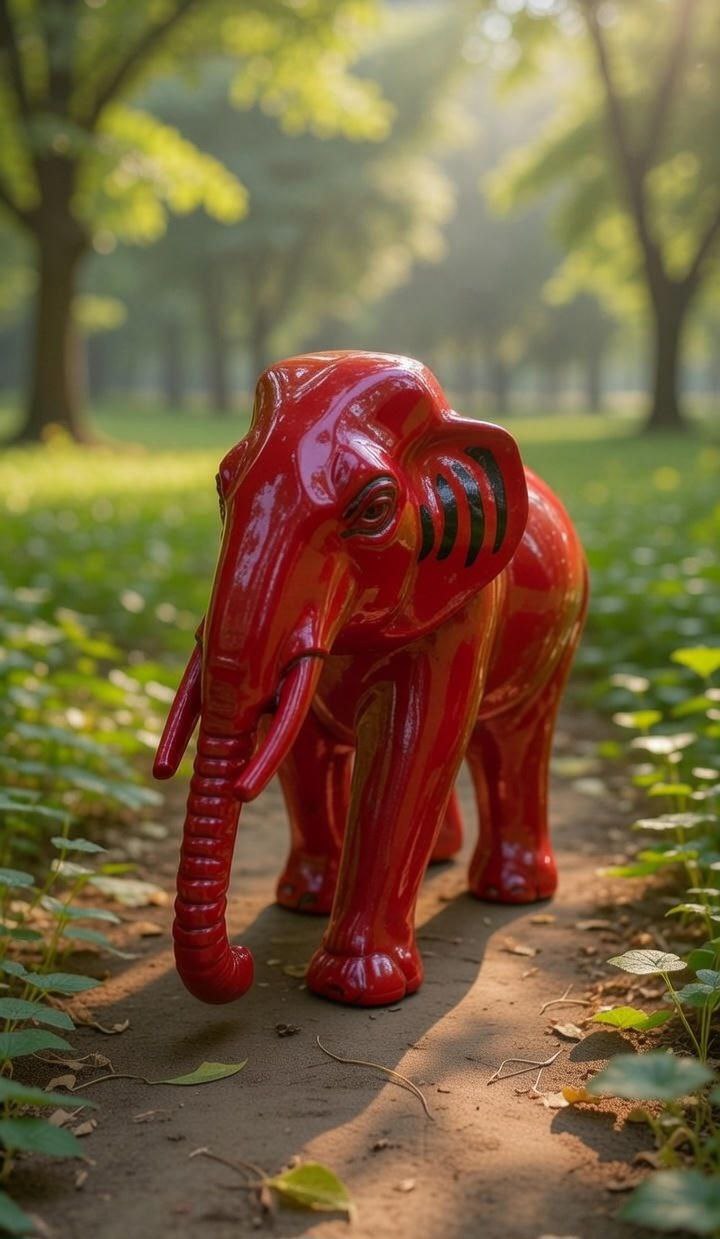 Vastu Polystone Red Elephant for Vastu and Decor at Home and Office